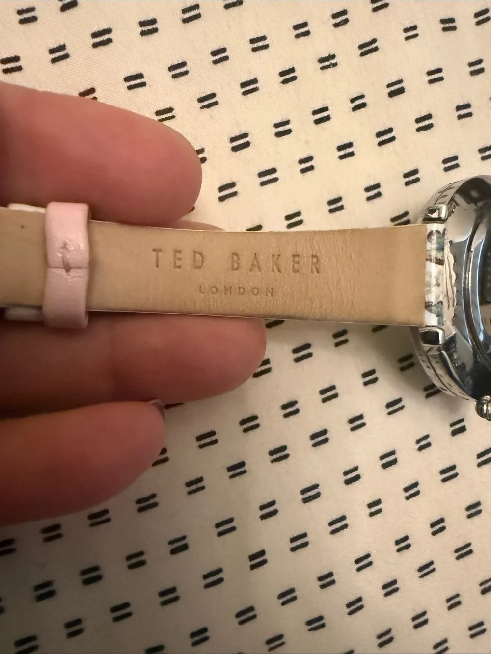 Ted Baker Silver Dial Watch with White Floral Strap
